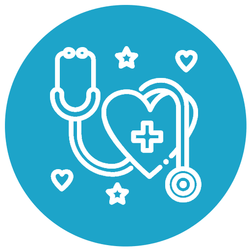 Physicians Icon of a stethoscope and heart representing physicians in hospice and palliative care
