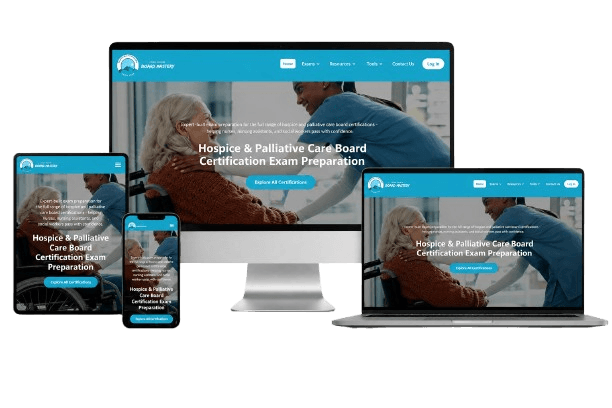Study for CHPPN on Any Device CHPPN hospice and palliative care certification exam prep displayed on laptop, tablet, and smartphone